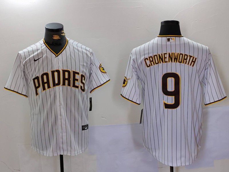 Men San Diego Padres #9 Cronenworth White Stripe Game 2024 Nike MLB Jersey style 1